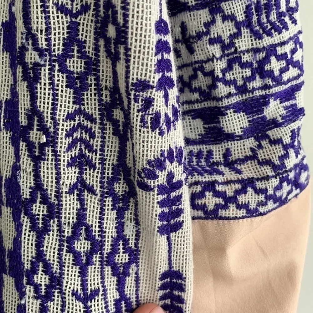 LOVE SAM WHITE W/ROYAL BLUE EMBROIDERY DRESS  SZ S - Picture 7 of 13